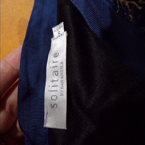 Blue skirt with gold lace, fully lined - Picture 4 of 6